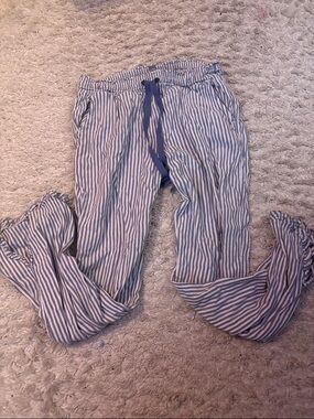 aerie Kids Blue & White Striped Jogger Pants